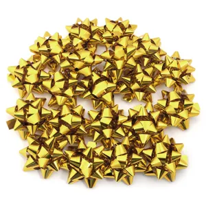 Gold metallic pull bows for gift wrapping, Christmas party and birthday decor, 100pcs set.
