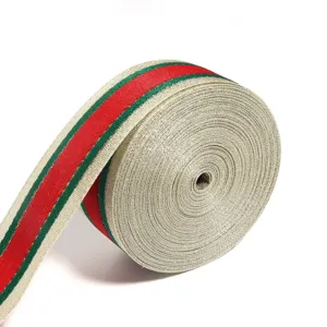 Classic red green striped ribbon roll for gift wrapping, Christmas and DIY decor.