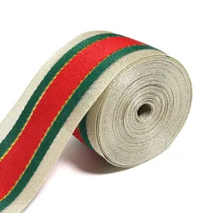Polyester striped ribbon for gift packaging, Christmas decoration and DIY crafts accessories.