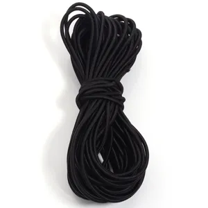 Elastisch zwart rond rubberen koord detailweergave voor kleding, hoeden en naaiwerk.