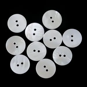 Natural freshwater shell buttons round two-hole white pearl buttons for shirts and suits.