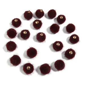 Faux fur pom pom charms with metal loop for earrings keychain DIY crafts accessories