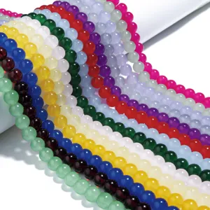 Perline rotonde in vetro giada colorate fai da te perline sfuse per bracciali collane