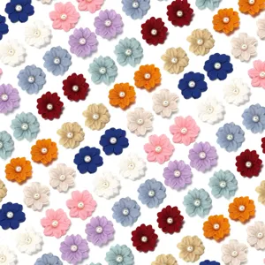 4cm polyester double-layer faux pearl flower crafts DIY accessories detail view