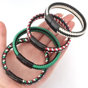 Gevlochten PU-lederen armband met roestvrijstalen magnetische sluiting voor mode