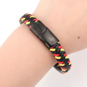 Gevlochten PU Lederen Armband met Roestvrij Stalen Magnetische Sluiting Paar Mode