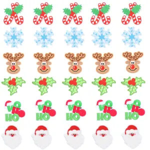 Christmas Series Embroidery Iron On Patches Non Woven Fabric Santa Reindeer Snowflake Holiday Decor Patch For Clothing Bags DIY Projects