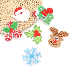 Christmas themed embroidered cloth patches set for clothing and bag DIY decoration