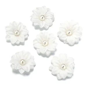 Detailed view of 4cm polyester double layer pearl flower, perfect for DIY hair accessories crafts.