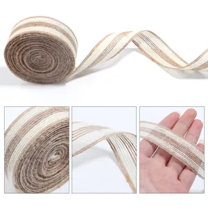 White Edged Jute Ribbon Hessian Twine for DIY Craft Gift Box Floral Cake Packaging Decoration