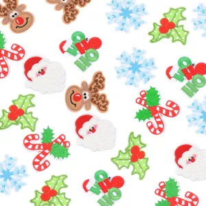 Christmas embroidered iron-on patches set, festive holiday DIY clothing decor appliques.