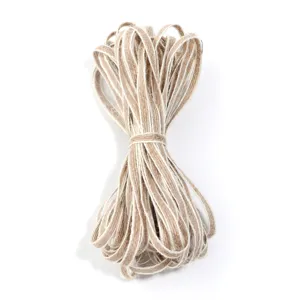 Natural jute twine with white edge, perfect for DIY crafts, gift wrapping, and floral decorations.