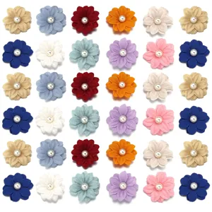 4cm polyester double layer pearl flower DIY handmade clothing hair accessories decoration