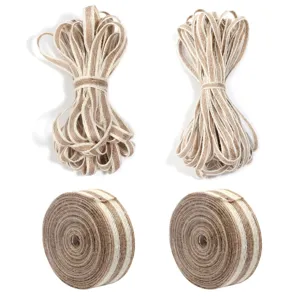 White edge jute twine ribbon and string bundles for DIY craft gift box floral packaging