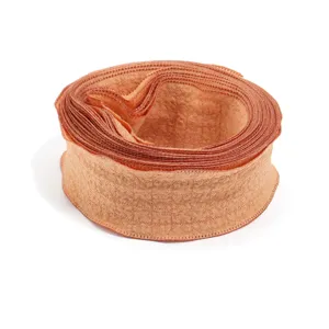 Brown textured bubble ruffle ribbon trim for gift wrapping, crafts, and apparel sewing.