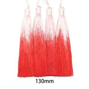 Borlas de degradado de poliéster 130mm flecos rosa rojo para decoracion de ropa Hanfu