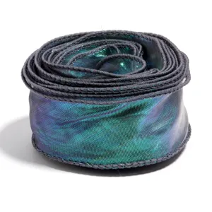 Iridescent mermaid wave ribbon detail for gift wrapping, bouquet packaging and party decor.