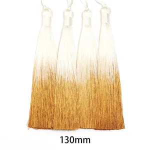Borla de poliéster degradado 130mm para ropa tradicional china y marcapáginas DIY