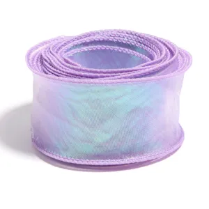 Iridescent organza ribbon for gift wrapping, floral bouquets, and party decoration crafts.