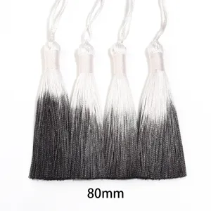 Borla de degradado de poliéster 80mm negro blanco colgante para cheongsam hanfu manualidades.