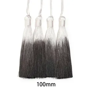 Borlas degradadas de poliéster 100mm plata negro gotas colgantes verticales para hanfu.