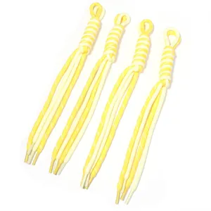Polyester woven lanyard cords yellow white DIY keychain bag charm handmade accessories 4pcs