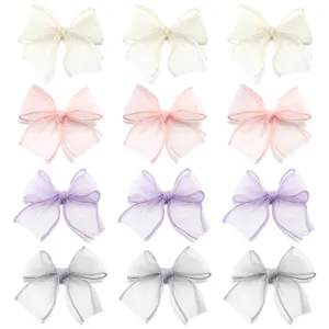 Nœuds Papillon Fait Main en Maille Fil Queue de Poisson Ruban Translucide pour Épingle à Cheveux Accessoires Vêtement Couture DIY Décoration