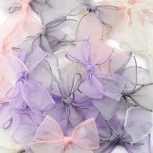 Nœud papignon en organza fait main, accessoires pour pince à cheveux, ruban coloré.