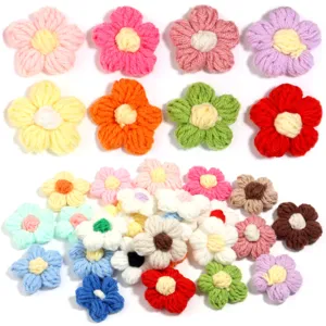 Handmade Milk Cotton Crochet Flower DIY Accessories For Clothing Bags Hair Clips Decoration Floral Craft Patch