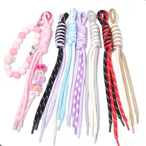 Colorful DIY woven lanyard mobile phone charms and handmade keychain accessories set.
