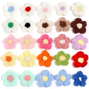 Handmade crochet woolen flowers DIY accessories for clothing, bags, hair clips and decoration.