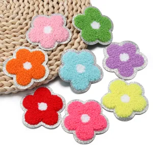 Toppe per ricamo in spugna multicolore con bordo glitterato argento per fai da te