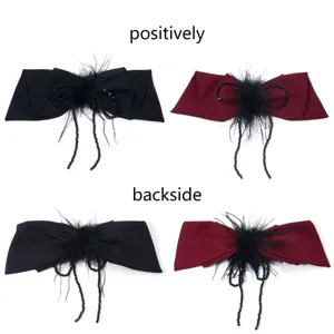 Elegante molletta per capelli a fiocco con piume e perline, nera e bordeaux per ogni stile.