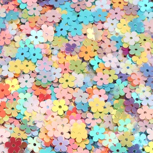 Colorful PVC flower sequins for DIY crafts, nail art, and resin filling, vibrant bulk pack.