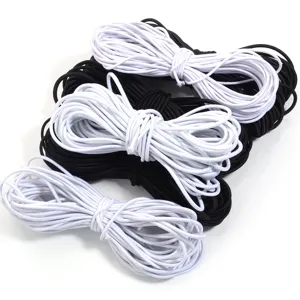 Elastische ronde koorden in zwart en wit, perfect voor het naaien van kleding en broeken.