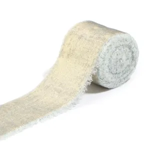 Gold foil frayed fringe velvet ribbon roll for wedding bouquet gift box wrapping decoration.