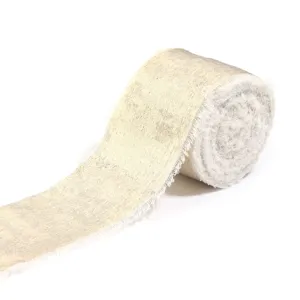 Gold foiled frayed flocked ribbon for wedding bouquet, gift box packaging and bows.