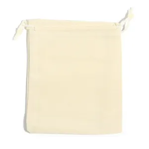 Sacchetto coulisse in velluto beige dettaglio primo piano per confezione di gioielli