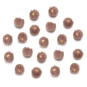 Faux Rabbit Fur Pom Pom Charm Variant - Brown Fluffy Pendant Accessory for DIY Jewelry
