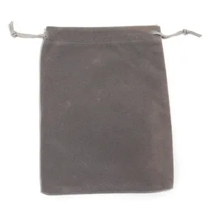Sacchetto coulisse in velluto grigio per gioielli, confezione regalo, elettronica e cosmetici.