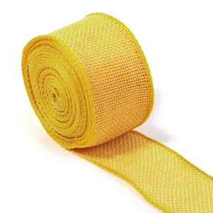 Dettaglio del nastro di juta giallo con bordo in filo metallico, ottima consistenza e flessibile.