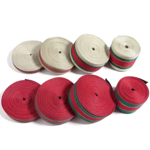 Christmas polyester ribbon red green striped jacquard webbing for gift box packaging and bows