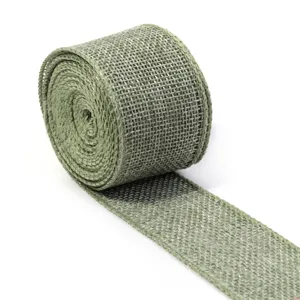 Nastro di juta verde con bordo metallico per artigianato, confezione regalo e accessori DIY.