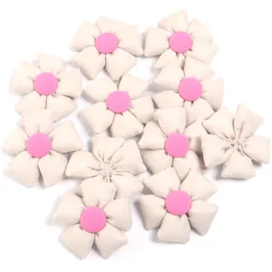 3D stuffed fabric five petal flowers cute DIY accessories for hair clips bags hats