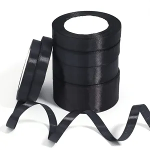 Nastri di raso nero rotoli per confezioni regalo matrimonio decorazione fai da te dolci 1pz
