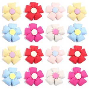 Cute 3D Padded Fabric Five-Petal Flower Appliques For DIY Hair Accessories Clothing Bag Decor Handmade Floral Craft Ornament