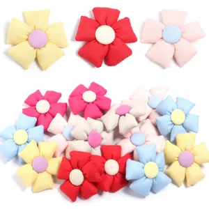 Cute 3D stuffed fabric five-petal flower hair clip DIY clothing accessories pack.