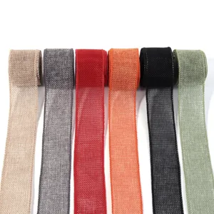 Set di rotoli di nastro in iuta finta lino colorato con bordo metallico per fai da te regali