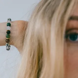Bracciale in perle di pietra naturale gioielli pietre preziose multicolore stile spiaggia