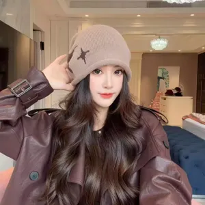 Women winter warm knit beanie hat retro slouchy woolen cap soft stylish outdoor daily wear